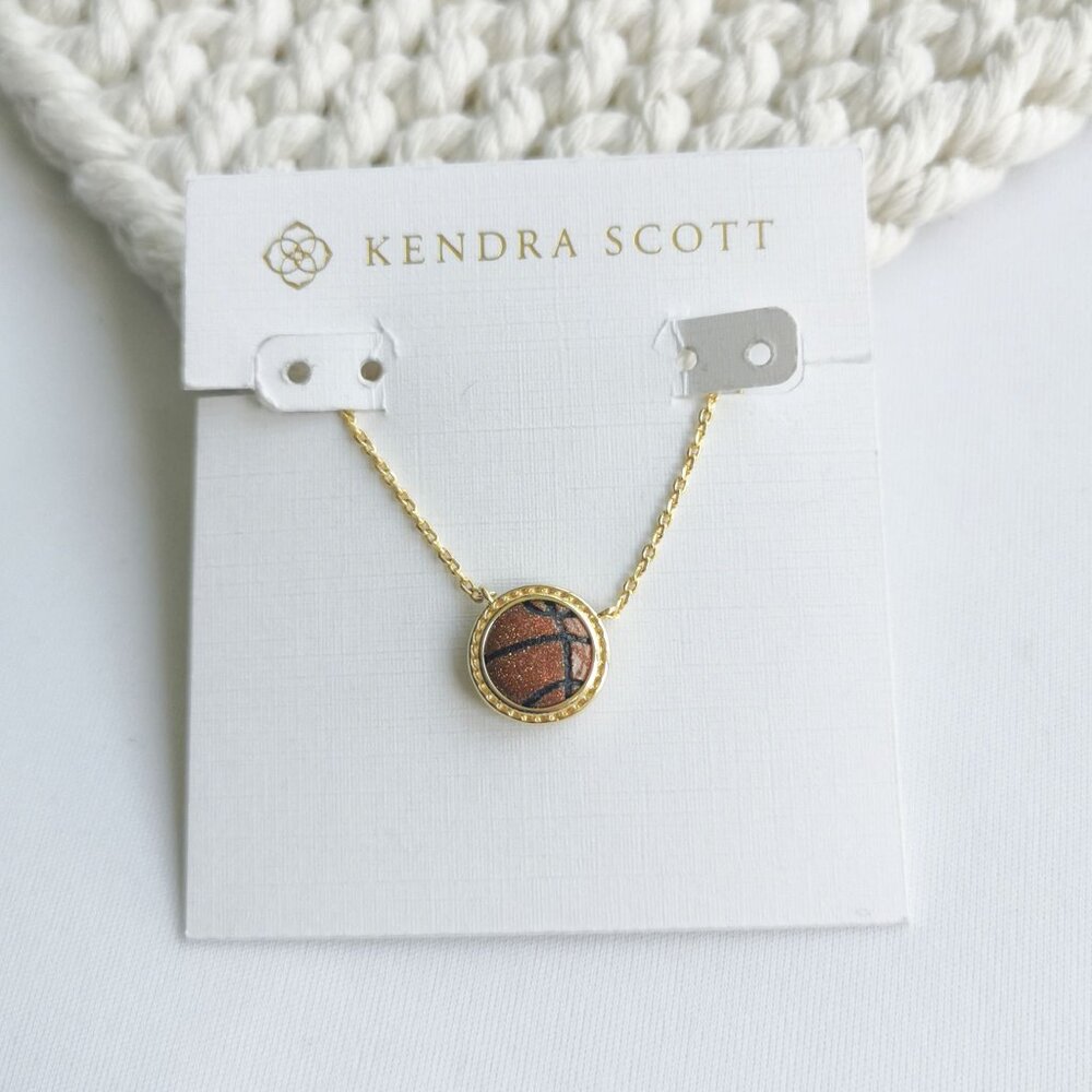 Kendra Scott Basketball Gold Orange Goldstone Short Necklace